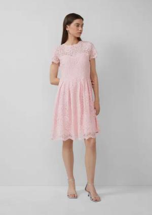 QS Minikleid Tailliertes Spitzenkleid Bogenkante