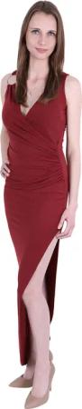 Sarcia.eu Maxikleid Burgunderrotes, gefältetes Maxikleid mit