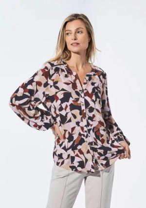 GOLDNER Kurzarmbluse Bluse mit Tunika Ausschnitt