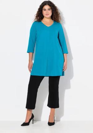 Ulla Popken Longshirt Longshirt A-Linie V-Ausschnitt