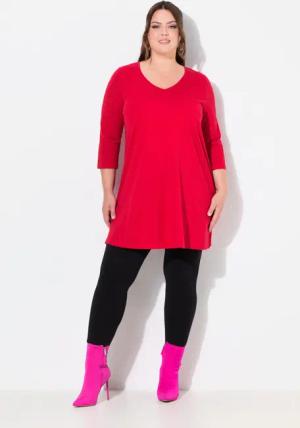 Ulla Popken Longshirt Longshirt A-Linie V-Ausschnitt
