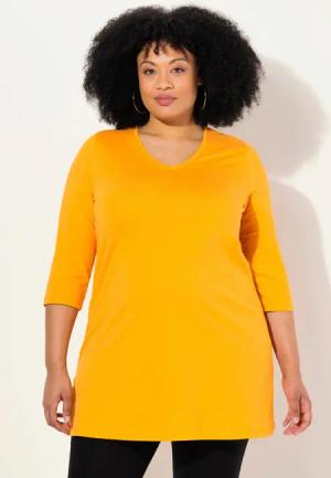 Ulla Popken Longshirt Longshirt A-Linie V-Ausschnitt