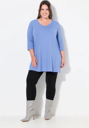 Ulla Popken Longshirt Longshirt A-Linie V-Ausschnitt