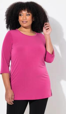 Ulla Popken Longshirt Longshirt Rundhalsausschnitt 3/4-Arm