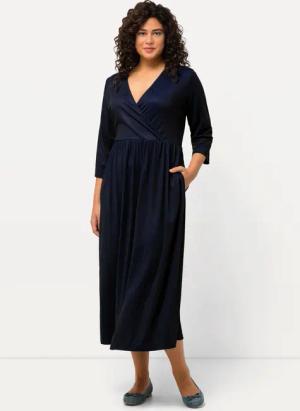 Ulla Popken Maxikleid Midikleid Punkte Wickeloptik