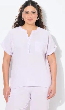 Ulla Popken Druckbluse Musselin-Bluse Oversized Tunika-Ausschnitt
