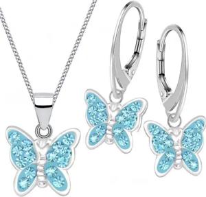 Goldene Hufeisen Schmuckset Kristall Schmetterling Ohrringe