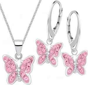 Goldene Hufeisen Schmuckset Kristall Schmetterling Ohrringe