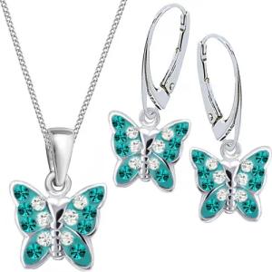Goldene Hufeisen Schmuckset Kristall Schmetterling Ohrringe