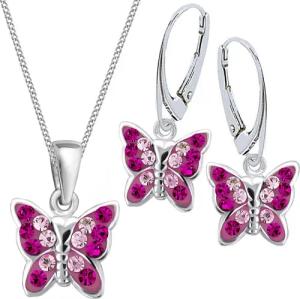 Goldene Hufeisen Schmuckset Kristall Schmetterling Ohrringe