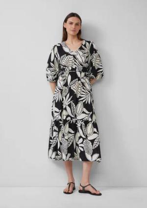 s.Oliver Maxikleid Midikleid aus Baumwolle mit