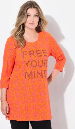 MIAMODA Longshirt Longshirt Leomuster Glitzer-Statement 3/4-Ärmel