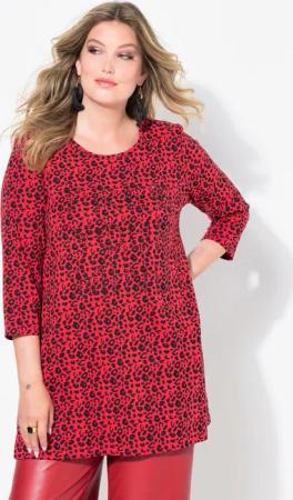 MIAMODA Longshirt Longshirt Leomuster Glitzer-Statement 3/4-Ärmel