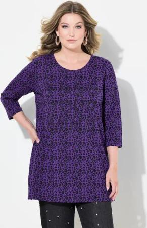 MIAMODA Longshirt Longshirt Leomuster Glitzer-Statement 3/4-Ärmel