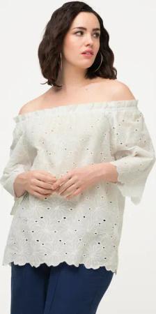 Ulla Popken Tunika Carmenbluse schulterfrei A-Linie