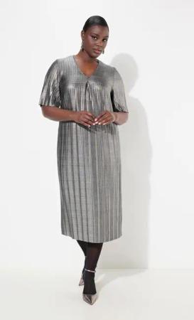 Ulla Popken Midikleid Midikleid Silver-Plissee A-Linie