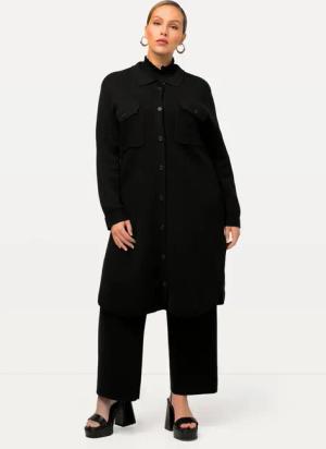 Ulla Popken Langjacke Shaket Shirtjacke Hemdkragen