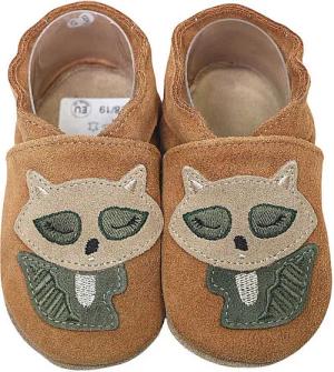 HOBEA-Germany Krabbelschuhe Waschbär braun Krabbelschuh handgefertigt