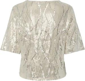 pieces Paillettenshirt - Pieces Kurzarmshirt mit