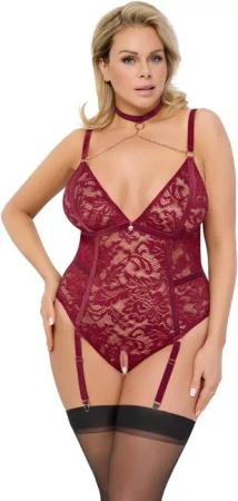 Cottelli CURVES Body Ouvert Spitzen-Body mit
