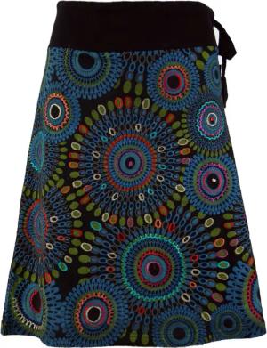 Guru-Shop Minirock Bestickter knielanger Rock, Boho