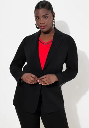 Ulla Popken Blusenblazer Blazer Acetat Reverskragen