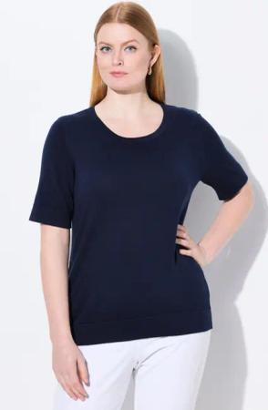 Ulla Popken Strickpullover Twinset-Pullover Rundhals Halbarm