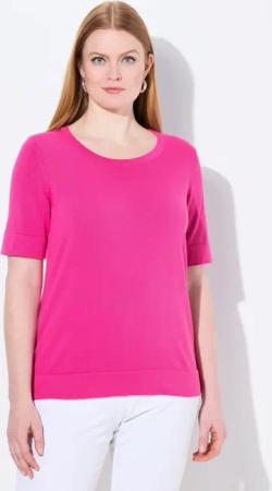 Ulla Popken Strickpullover Twinset-Pullover Rundhals Halbarm