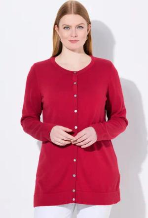 Ulla Popken Strickjacke Twinset-Strickjacke Rundhals Langarm
