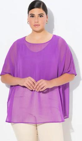 Ulla Popken Druckbluse Chiffonbluse Oversized Rundhals