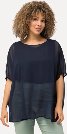 Ulla Popken Druckbluse Chiffonbluse Oversized Rundhals