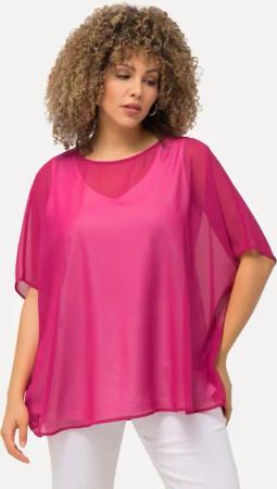 Ulla Popken Druckbluse Chiffonbluse Oversized Rundhals