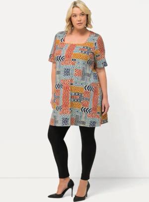Ulla Popken Longshirt Longshirt Patchdruck A-Linie