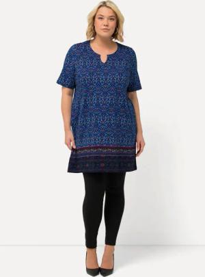 Ulla Popken Longshirt Longshirt A-Linie Tunika-Ausschnitt