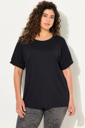 Ulla Popken T-Shirt T-Shirt Rüschen-Halbarm Modalmischung
