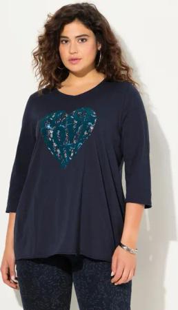 Ulla Popken T-Shirt Shirt Herzmotiv A-Linie
