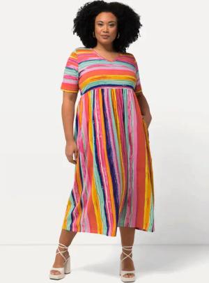 Ulla Popken Maxikleid Jerseykleid Streifenmix A-Linie