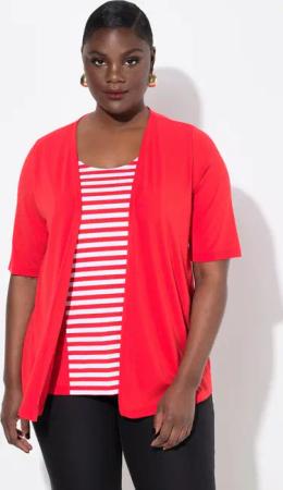 Ulla Popken T-Shirt 2-in-1-Shirt Ringel Rundhals