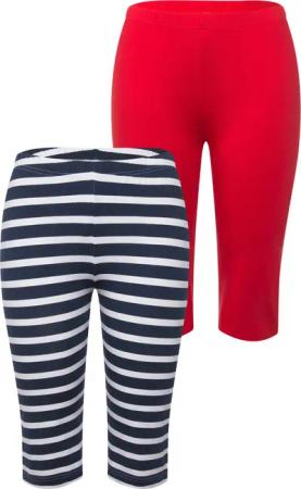 Ulla Popken Radlerhose Radler 2er-Pack einfarbig/geringelt