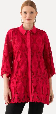Ulla Popken Spitzenbluse Top Lochspitze A-Linie