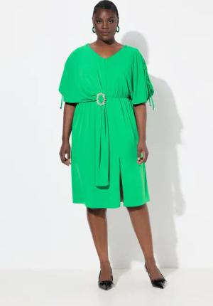 Ulla Popken Cocktailkleid Midikleid drapiert Oversized