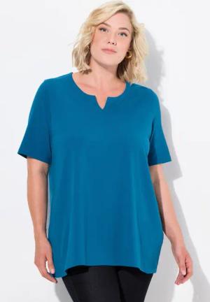 Ulla Popken T-Shirt T-Shirt A-Linie Tunika-Ausschnitt