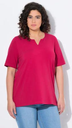 Ulla Popken T-Shirt T-Shirt A-Linie Tunika-Ausschnitt