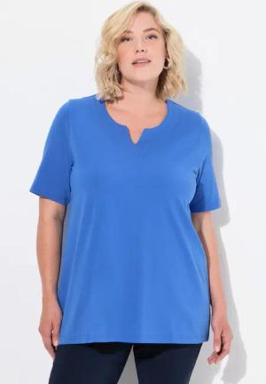 Ulla Popken T-Shirt T-Shirt A-Linie Tunika-Ausschnitt