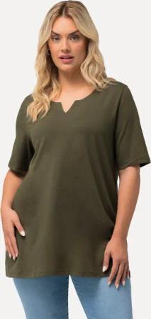 Ulla Popken T-Shirt T-Shirt A-Linie Tunika-Ausschnitt