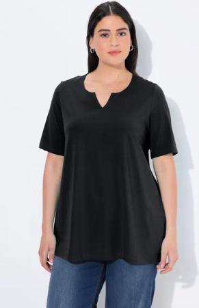 Ulla Popken T-Shirt T-Shirt A-Linie Tunika-Ausschnitt