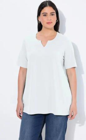 Ulla Popken T-Shirt T-Shirt A-Linie Tunika-Ausschnitt