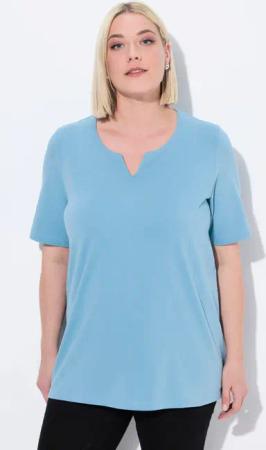 Ulla Popken T-Shirt T-Shirt A-Linie Tunika-Ausschnitt