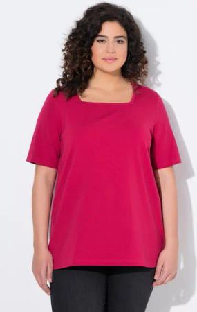 Ulla Popken T-Shirt T-Shirt A-Linie Carré-Ausschnitt