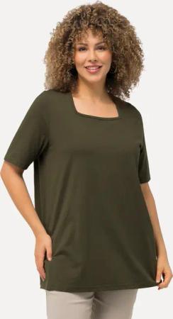 Ulla Popken T-Shirt T-Shirt A-Linie Carré-Ausschnitt